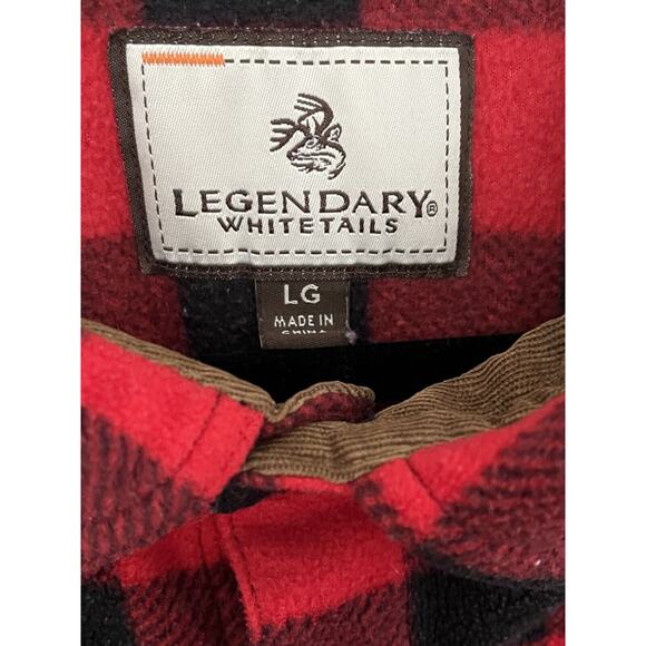 Flannel Fleece Mens LG Shacket Buffalo Check Legendary Whitetails Oversized - Picture 2 of 7